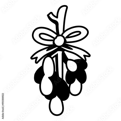 Christmas mistletoe outline