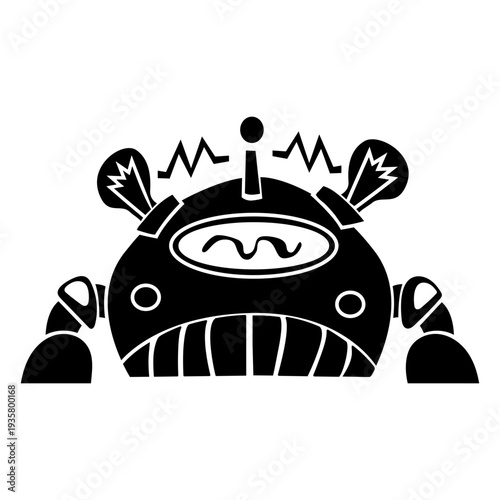 Cute light bulbs sphere robot cut out black