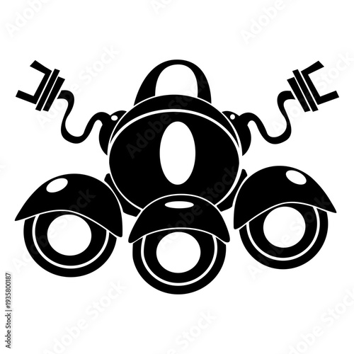 Cute robot wheels cut out black