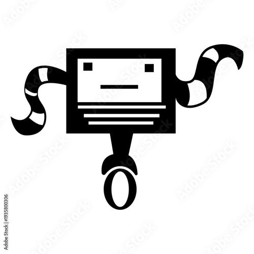 Cute wavy robot cut out black