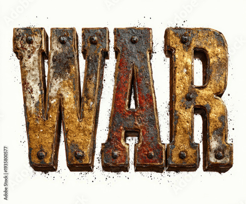 Text "WAR" isolated on a wh...