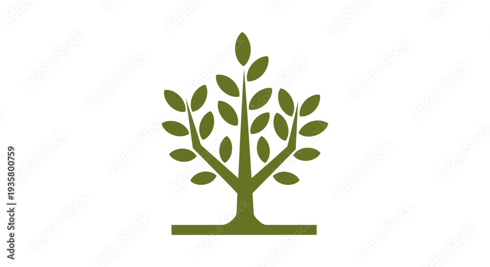 Fototapeta premium Green tree illustration on white background