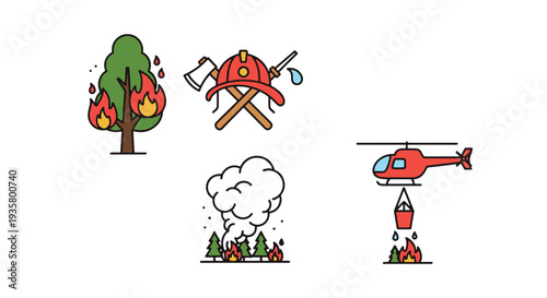 Forest Fire Line dynamic modern style vector