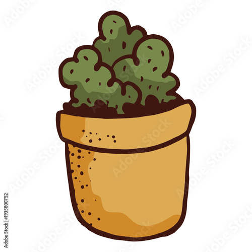 Flowerpot cactus plant illustration