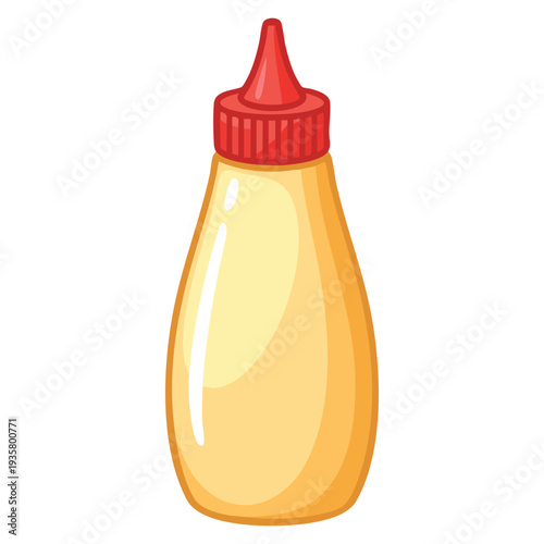 Illustration of mayonnaise bottle container food packaging design suitable for kitchen condiment grocery and culinary themes