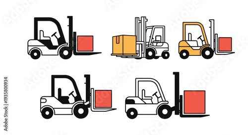 Forklift Line art creative abstract color vector