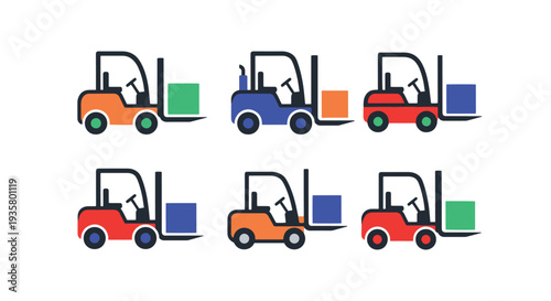 Forklift Transport Line art creative smooth abstract vector