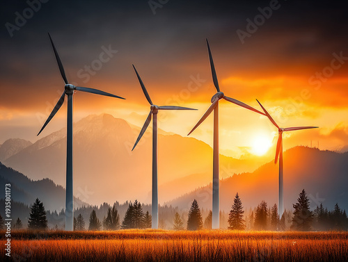 Wind farm with turbines