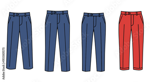 Formal Trousers Line art clean vibrant tone illustration