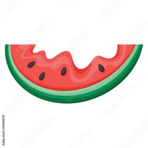 Illustration of watermelon with large bite marks and trace of food detail vibrant juicy fruit design