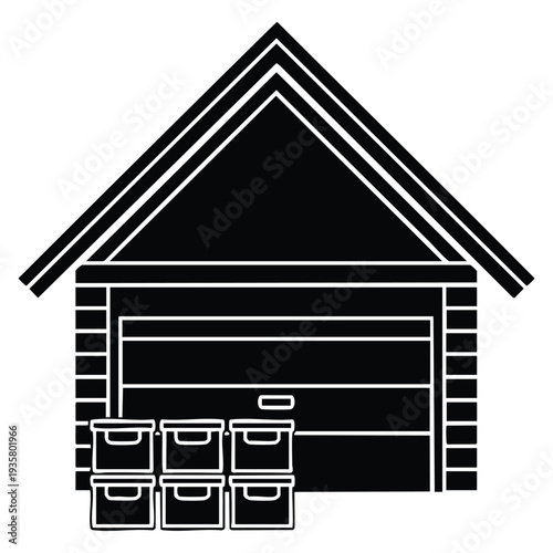Industrial warehouse building with boxes vector illustration isolated icon perfect for shipping storage logistics distribution and business supply themes