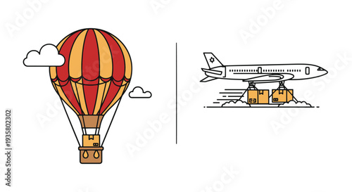 Free Shipping Line abstract bold color illustration