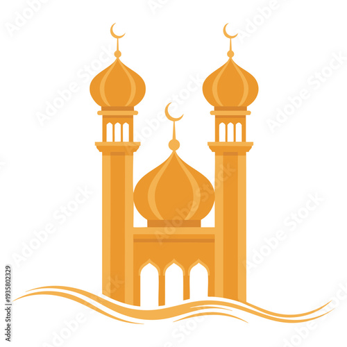 Islamic mosque building elegant vector illustration icon design for religious architecture and spiritual concept