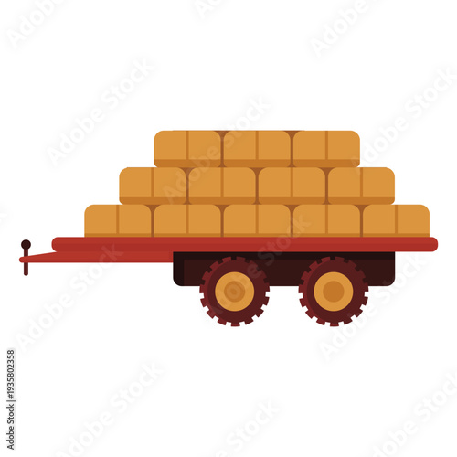 Farm wagon haystacks icon
