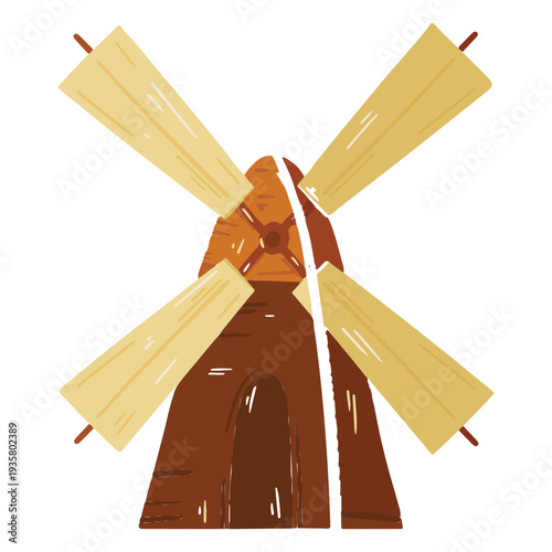 Farm windmill wooden icon