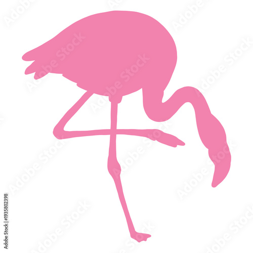 Flamingo bent right side silhouette