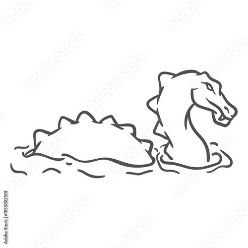 Folklore creature dragon swimming right facing stroke