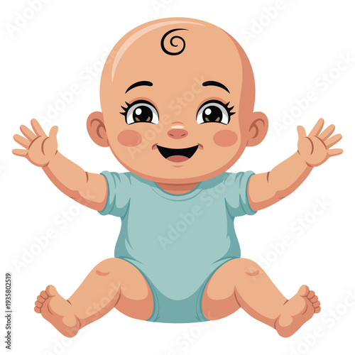 Isolated baby shower cute boy illustration ideal for party invitation greeting card decoration template and newborn celebration themed vector design