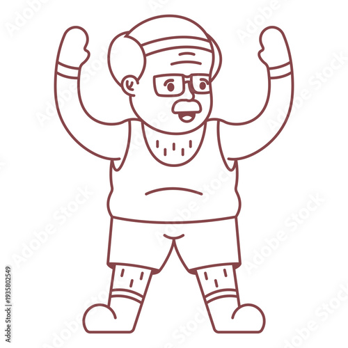 Grandpa character exercising stroke