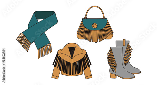 Fringe Accessory Line art minimal vivid color vector