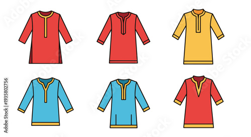 Kurta Line art vector set minimal abstract design illustration
