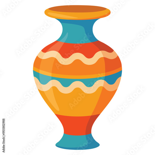 Isolated ceramic vase vector illustration on white background suitable for pottery home decor interior design and decorative artwork projects