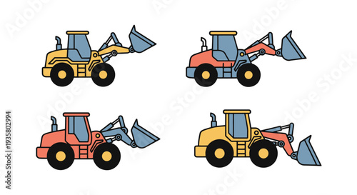 Front loader Line art vector dynamic abstract color illustration