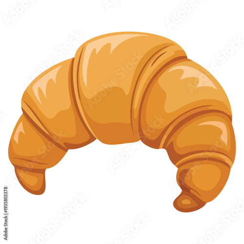 Isolated freshly baked croissant on white background for breakfast concept, suitable for bakery promotion, pastry branding and morning meal visuals