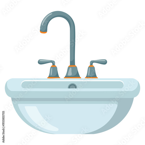 Isolated modern bathroom pedestal sink home and hygiene concept vector illustration for plumbing and interior design projects