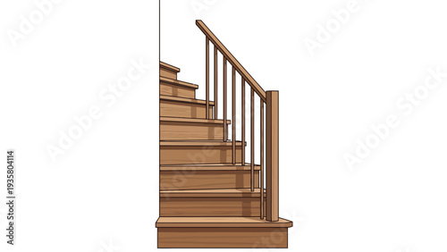 Wooden Staircase with Railing.