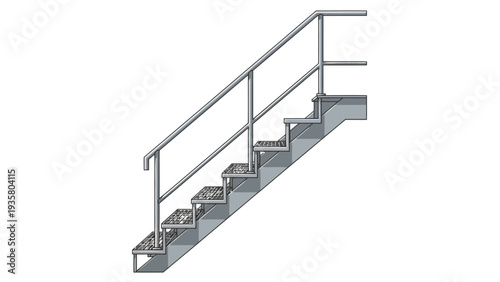 Metal Staircase with Railings.