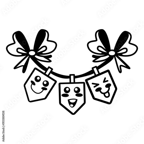 Hanukkah pennant cute stroke