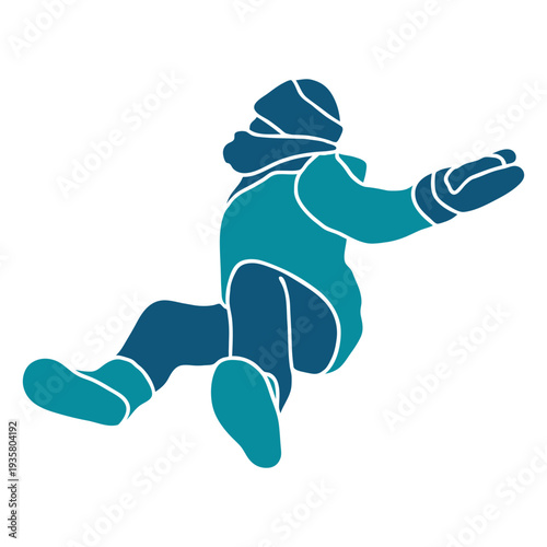 Kid fell in the snow character