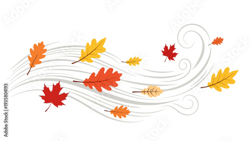 Autumn Leaves Blowing Wind.