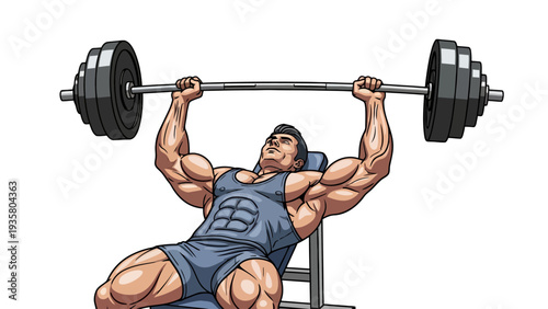 Muscular Man Lifting Weights.