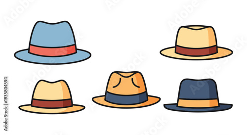 Panama Hat Line art vector minimal abstract color