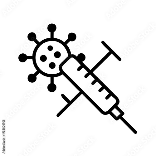 Syringe with virus icon representing vaccination concept