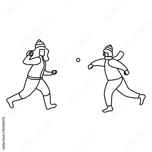 Winter people play snowballs stroke