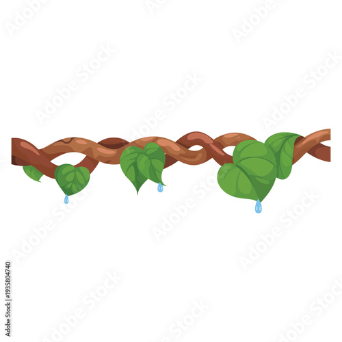 Jungle liana leaves flat illustration perfect for tropical rainforest botanical decoration exotic plant and nature inspired creative artwork