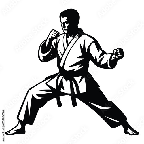 Karate dojo sport fight champion logo vector illustration template design for martial arts club tournament branding or competitive identity concept