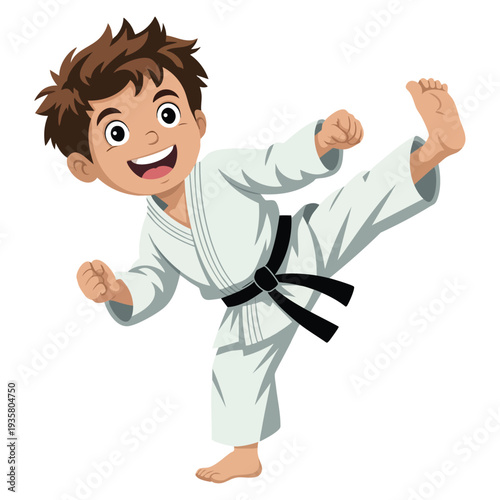 Karate boy vector featuring martial arts child character ideal for sports theme mascot logo sticker print and dynamic action artwork