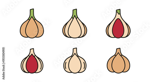 Garlic Line art vector set clean modern tone