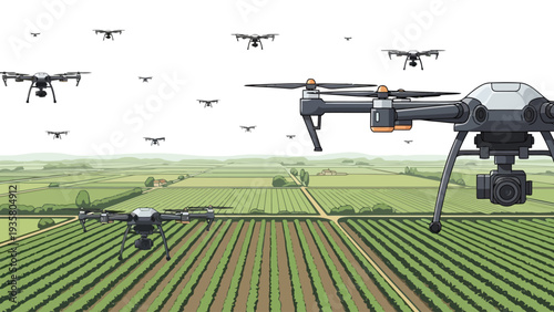 Drones Flying Over Farm.