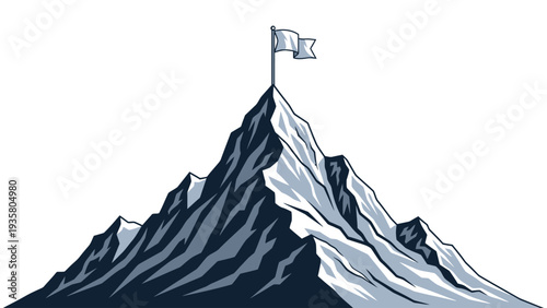 Mountain Peak with Flag.