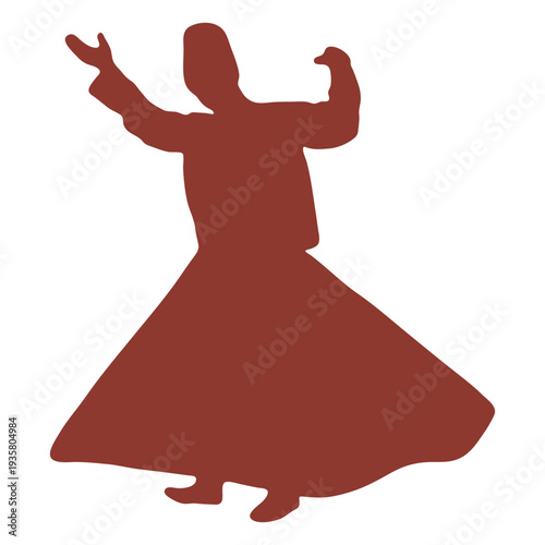 Dervish turkish dancer silhouette