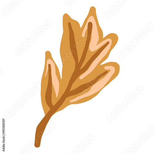 Hand drawn glossy brown leaf