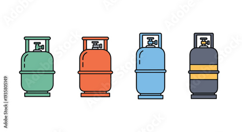 Gas Cylinder Line art vector contemporary color design