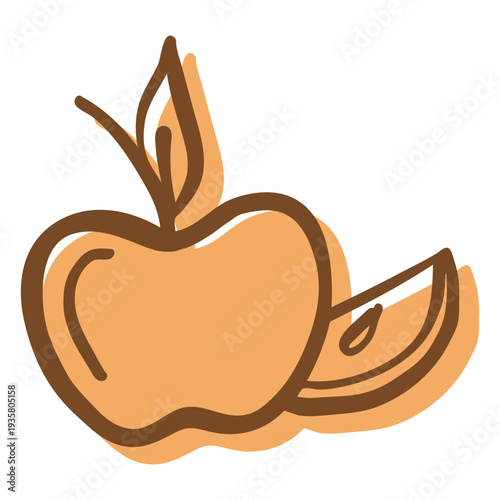 Hand drawn stroke apple slice
