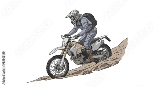 Motorcyclist Riding Off Road.