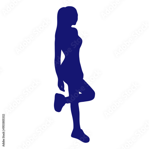 Canvas Print Sexy girl standing leaning silhouette blue